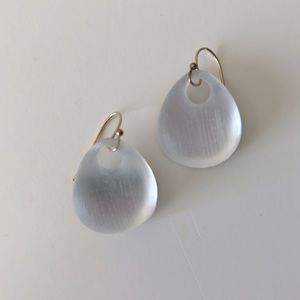 Alexis Bittar White Lucite Earrings with Gold Shepherds Hook